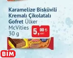 ÜLKER MCVİTİES KARAMELİZE BİSKÜVİLİ KREMALI ÇİKOLATALI GOFRET